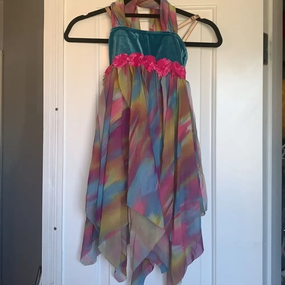 Costume Gallery multi color dance costume. Lyrical. Solo.  Blue Pink Med Child